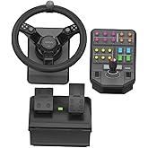 Logitech G Saitek Farm Sim Controller, Farming Simulator Bundle bestehend aus Lenkrad, Steuerkonsole, Gas- und Bremspedal, 90