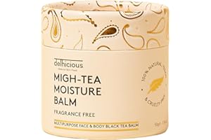 Delhicious Fragrance Free Face & Body Balm for Dry Sensitive Skin - Migh-Tea Moisture Shea Butter Moisturiser - Eczema Relief, Psoriasis Treatment - Natural, Vegan, Ayurveda - 50g