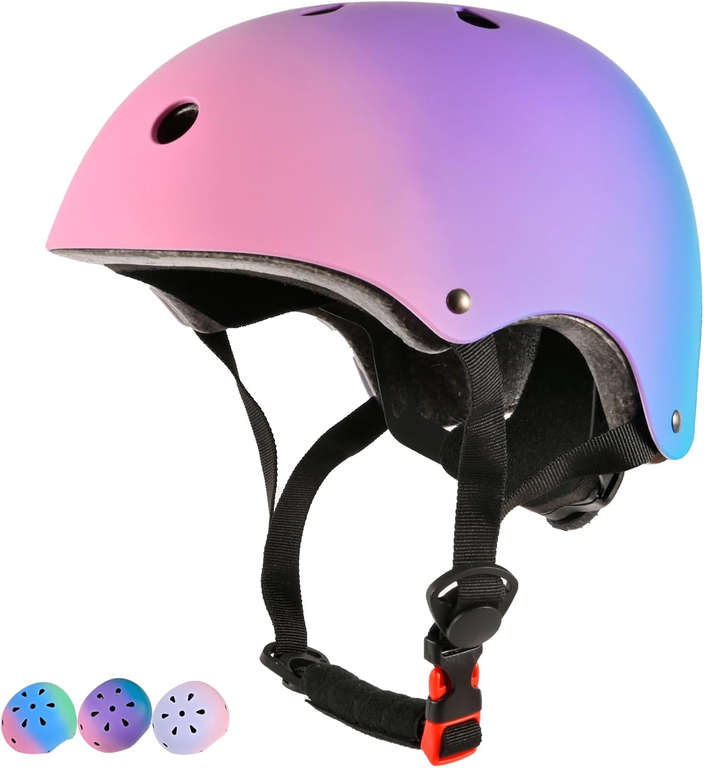 LOKJIJI Casco de Bicicleta Ajustable para niñas y niños, Cascos Infantiles de protección con degradación de Colores para Multideporte Ciclismo Patines Patinete Patinaje