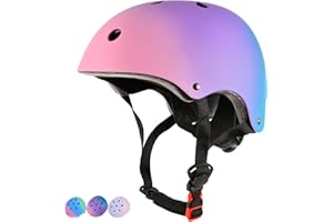 LOKJIJI Casco da bici regolabile per bambina bambini Con gradiente di colore, Casco protettivo per ragazze ragazzi per multisport skateboard monopattino ciclismo pattinaggio