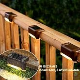 TechnoSmart Solar G&uuml;neş Enerjili Şarj Edilen K&ouml;şebent Merdiven Veranda Bah&ccedil;e Led Lamba Kahve (1Adet)