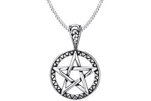 LAFATINA Potente pentacolo Wicca tradizionale sigillo Salomone luna crescente nodo celtico in acciaio inox collana per uomo, Metallo, Salomone