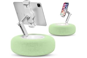 Viozon Tablet Stand with Pillow, Kindle Holder, Compatible with 4.7"-13" Phone/Tablet, iPad, iPhone, Google, Kindle, 360°Adjustable Phone Holder for Bed with Soft Plush Fabric, Detachable Bowl, Green