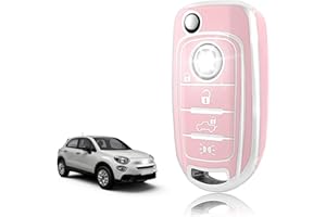 TOOMUME Cover Chiave TPU, Custodia Chiave Adatto per Fiat 500X 500L 500 Tipo Egea Toro Cronos Mirror Lounge Punto Jeep Renegade Dodge Neon, Copri Chiavi Guscio Chiave Auto Telecomando - Flip Key