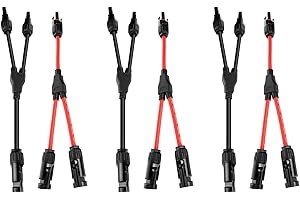 EIEVEY Connettori solari Y Branch Adattatore parallelo Cavo da 1 a 2 Connettori solari Kit di strumento Strumento per spina per spine per il pannello solare (m/ff, f/mm) 3 paio
