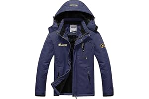 Memoryee Hommes Ski Veste Hiver Chaud Doublure Peluche Outdoor Softshell avec Capuche Amovible Veste