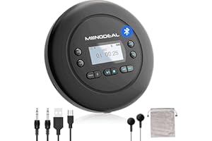 Lecteur CD Bluetooth, Monodeal Lecteur CD Portable Rechargeable, Walkman Lecteur CD pour Voiture et Usage Personnel, Protection Anti-Saut