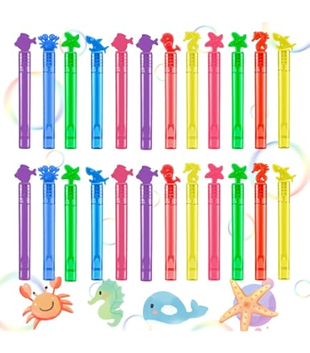 20 Mini-Seifenblasenstäbe – 6 Farben, Für Kindergeburtstage & Partys – Inkl. Blasenlösung