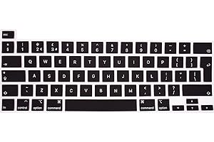 PCTC Silikon EU Layout Tastatur Cover für MacBook Pro 13 Zoll mit Touch ID 2022 2021 2020 M2 M1 Chip A2338 A2289 A2251, MacBook Pro 16 Zoll 2020 2019 A219 41, Pro tective Silikonhaut, Schwarz