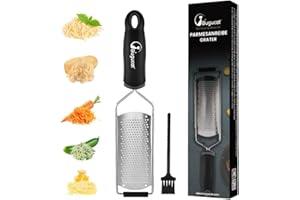 Bugucat Cheese Grater,Lemon Zester Cheese Slicer Kitchen Grater Sharp Stainless Steel Blade A Sharp Kitchen Tool for Parmesan Cheese Lemon Ginger Garlic Nutmeg Chocolate Vegetables with Protect Case