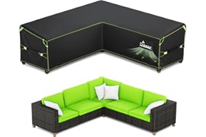 Uirway Copridivano da giardino a forma di V impermeabile , (215x215x87 cm), tessuto Oxford 420D copridivano da esterno a forma di V antivento e resistente ai raggi UV con fori di ventilazione