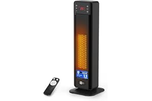 aeco EcoHeat Boost 58cm Energiesparend Heizlüfter mit Fernbedienung, 2000W LED ECO-Modus, 24H Timer, 4 Modus leise Keramik Thermostat Heizung 75° Oszillation Überhitzungs-Kippschutz heizstrahler