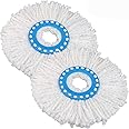 Primeway® Polyester Microfibre 360˚ Replacement Mop Head Refill, Pack of 2 (Blue Ring, White Bristles, 34cm)
