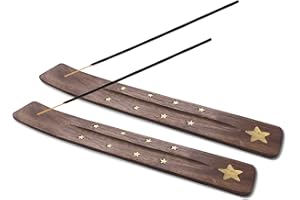 HANDY KALA Wooden Incense Stick Holder – Handmade Incense Stick burner painted by Artisans – Ideal for Aromatherapy, Meditation, Yoga – Ornamental piece for Home, Office Decor - Pack of 2 (Brown)