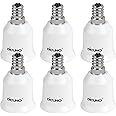 DiCUNO E12 to E26 Socket Adapter, Candelabra E12 Socket to Medium (Standard) E26 Socket Converter, LED Light Bulb Converter, 200W Max, 200℃ Heat Resistant, 6-Pack