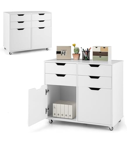 DEVAISE Tiroir De Bureau En Bois Noir Avec Serrure, 3 Tiroirs, 5 Roues Pivotantes, Réglable Pour