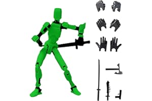 Emafymb Titan 13 Action Figure, T13 Action Figure, Figura d'azione T13, Stampa 3D di Figure Mobili Multi-Snodate, Lucky 13 Action Figure di Robot per Attività Complete del Corpo (verde)