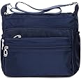 NOTAG Crossbody Bags for Women, Multi-Pocket Casual Messenger Bag Waterproof Nylon Shoulder Bag, 2 Size (S, blue)
