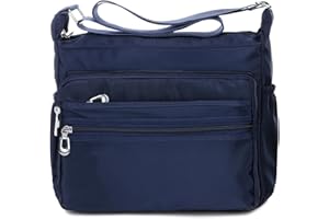 NOTAG damska torba na ramię, nylonowa, lekka, wodoszczelna, z zamkiem błyskawicznym, 2 rozmiary, niebieski, L