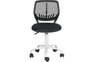 Homy Casa - Silla de escritorio giratoria ajustable para oficina, asiento de tela, silla de trabajo ergonómica sin reposabrazos, negro