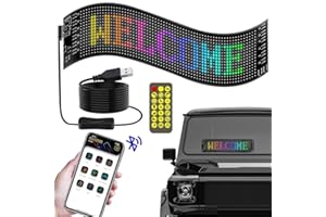 TOWEBOORY Señal LED de Desplazamiento Programable, Flexo Letrero Luminoso Bluetooth USB Control de App Señal Luminosa LED Programable Flexible para Fiesta, Coche, Bar, Control de Aplicación (92 * 374 mm)