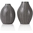 TERESA'S COLLECTIONS Floreros de cerámica Jarrones, Conjunto de 2 floreros de 15 cm y 14 cm Decorativos Modernos Hechos a Man