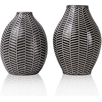TERESA'S COLLECTIONS Floreros de cerámica Jarrones, Conjunto de 2 floreros de 15 cm y 14 cm Decorativos Modernos Hechos a Man