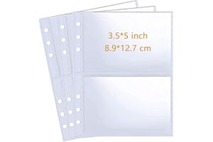 WITHYU 30 sztuk, 120 kieszeni, rękawy na fotokartkę 8,9 x 12,5 cm, na 6-pierścieniowe segregatory A5, ultra-przezroczyste rękawy fotograficzne, dwustronne, 2 kieszonkowe strony fotograficzne, ładowane od