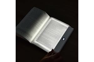 Nordreach Flat Book Light, LED Reading Lamp with Detachable Page Clip, Battery Powered, Illuminator Panel Plate Lamp Board for Night Reading (White)