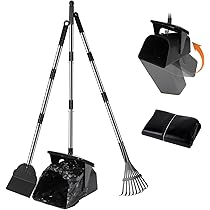 Rastrello E Secchio Per Cacca Cane - Manico Lungo 101cm, Con 20 Sacchetti