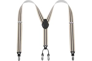 Lafayon Bretelles pour homme - 4 clips - Dos en Y - 3,5 cm de large - Élastiques robustes et réglables - Pour homme - Bretelles durables - Clips métalliques solides