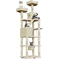 Dogat Large Cat Tree, 208cm, XXL Tall Cat tower with 3 Removable Reinforced Clips, Multi-Level Climbing Frame with 16 Scratching Posts, Perches, Condo and Hammock, for Large and Small Cats, Beige