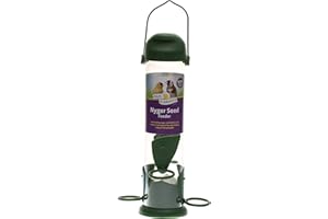 WALTER HARRISONS Walter Harrison's Wild Bird Flip Top Green Hanging Nyger Seed Feeder - Large - 30 cm