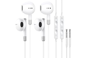 WETSKY 2 Pack in Ear Auriculares con Cable, 3,5 mm Jack Auriculares con Micrófono y Control de Volumen, HiFi Estéreo Cancelación Ruido Auriculares Compatibles con MP3/4 una Variedad de Dispositivos de 3,5 mm