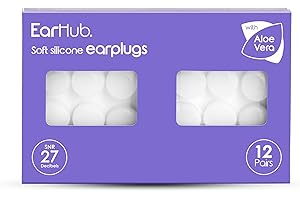 EarHub - Sleepwell Soft Premium Silicone Earplugs 12 Pairs of Reusable & Custom Fit, Best Used for Sleep, Travel, Water Sports, Work, Study & Concerts. Travel Case Included