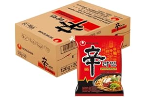 POKOHOME Nongshim Shin Ramyun Noodle Soup Vegan & Halal – Spicy Korean Instant Noodles, Plant-Based (Pack 20, Shin Spicy 120g)