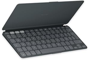‎LOGITECH Logitech Keys-To-Go 2, mobile kabellose Tastatur für iPad mit integriertem Schutzcover, schlanke und kompakte, für iPad, iPhone, Mac und Apple TV, einfacher Gerätewechsel, DEU QWERTZ-Layout - Grau