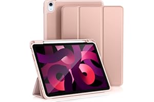 Etui Vobafe kompatybilne z iPadem Air 5 2022 / iPad Air 4 2020, 10,9 cala, etui ochronne z uchwytem na ołówek - uchwyt do iPencil bezprzewodowe ładowanie, automatyczne uśpienie/budzik, różowe złoto