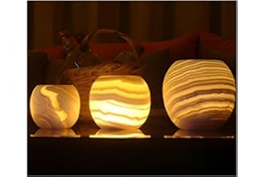 CRAFTSOFEGYPT Single Alabaster Candle Holder - Egyptian Tealight and Votive Candles Holders with Amber Glow for Home Décor Natural Stone Soothing Tranquil Aurora