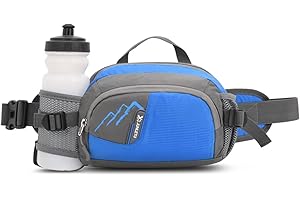 ROSSRORE Outdoor Unisex Waist Bag, Multi-Functional Fitness Running Water Bottle Waist Pack, Waterproof Chest Crossbody Bag, Hip Bag with Water Bottle Holder Blue