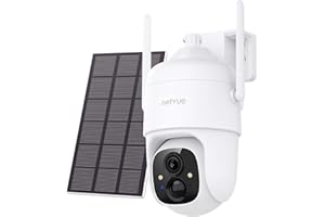 NETVUE Camara Vigilancia WiFi Exterior, Camaras de Vigilancia Sin Cables 360° PTZ con Bateria, Detección de Movimiento PIR, Visión Nocturna en Color, Camara de Seguridad Exterior con Panel Solar