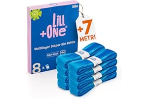 LillOne 8 Ricariche EXTRA LUNGHE UNIVERSALI Mangiapannolini a 7 Strati, Nuova Formula Anti Odore - Sacchetti Ricarica Mangia Pannolini - Compatibili con Maialino Foppapedretti Tommee Tippee e altri
