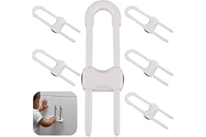 Yisscen 6 Pièces Serrure de Sécurité d'enfant,Verrou d'armoire de sécurité verrous de sécurité en forme de U Serrure d'armoire coulissante,pour tiroirs réfrigérateurs,placard cuisine salle de bain