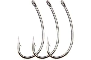 OROOTL Lot de 100 hameçons pour pêche à la Carpe Jig Barb en Acier au Carbone Circle Curve Shank Jigs Tailles 2 4 6 8