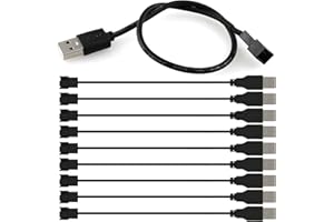 GUUZI 10 sztuk USB na 3-Pin/4-Pin PWM 5V USB Kabel Zasilacza Wentylatora, USB na 3 Pin/4 Pin Adapter Kabla Wentylatora Obudowy (Kabel USB-3Pin/4Pin)