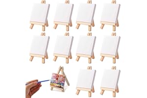 YUNXCNA Mini Chevalet Bois, Mini Chevalet Set, Chevalet de Table, Chevalet Triangulaire, Avec Mini Chevalet, Set de 10 Supports de Toile, 10 x 10 cm, Pour les Décoratifs et L'apprentissage de L'éducation