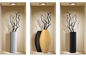 The Nisha Art Adesivi 3D Magici da Muro in Vinile Sticker Decalcomania Fai-da-Te, Set da 3, rami neri