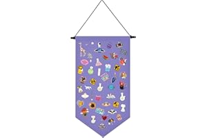 Kunyeah Wall Hanging Brooch Organizer Storage Case Colorful Canvas Pin Board Stand Enamel Pin Badge Hanging Holder Display Banner Earrings Collection Holder - Pins No Included (Purple)