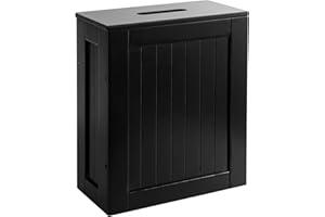 HYLT Bathroom Storage Unit – Freestanding Toilet Roll Cabinet & Slim Wooden Organizer – Compact Multi-Purpose Storage Box for Toilet Rolls, Cleaning Supplies & Toiletries (Black)