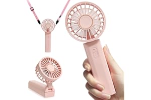 Feebee Ventilatore Portatile Ricaricabile USB C, Mini Ventilatore a Mano 3 IN 1 Leggero Silenzioso, 180 Gradi Rotazione, 4-8 Ore di Autonomia, Batteria da 2000mAh, Rosa